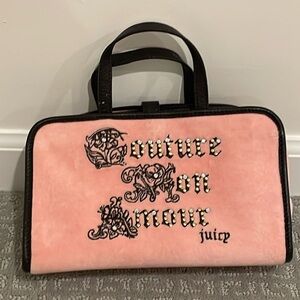 Vintage Juicy Couture Pink Velour Cosmetics Makeup Travel Organizer